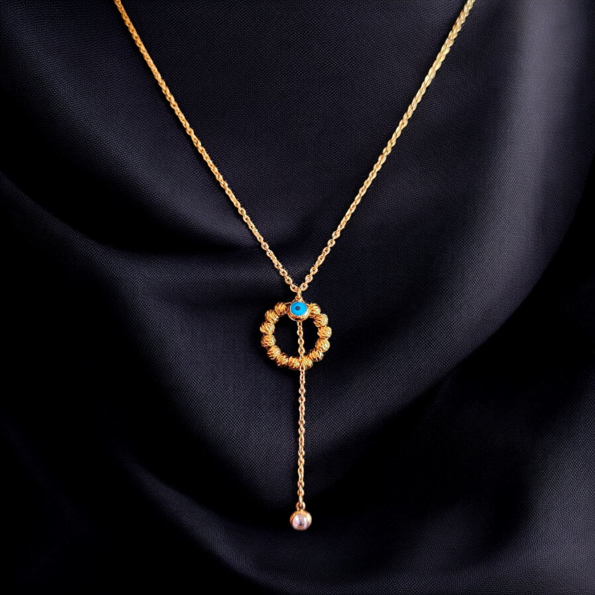 Blue Evil Eyes Y Necklace