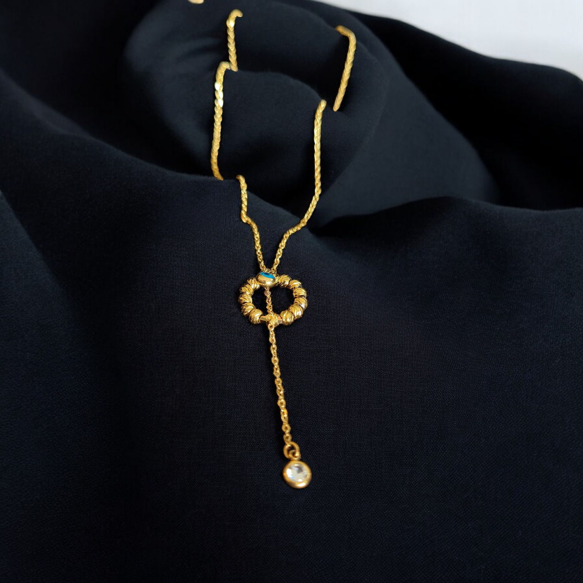 Blue Evil Eyes Y Necklace