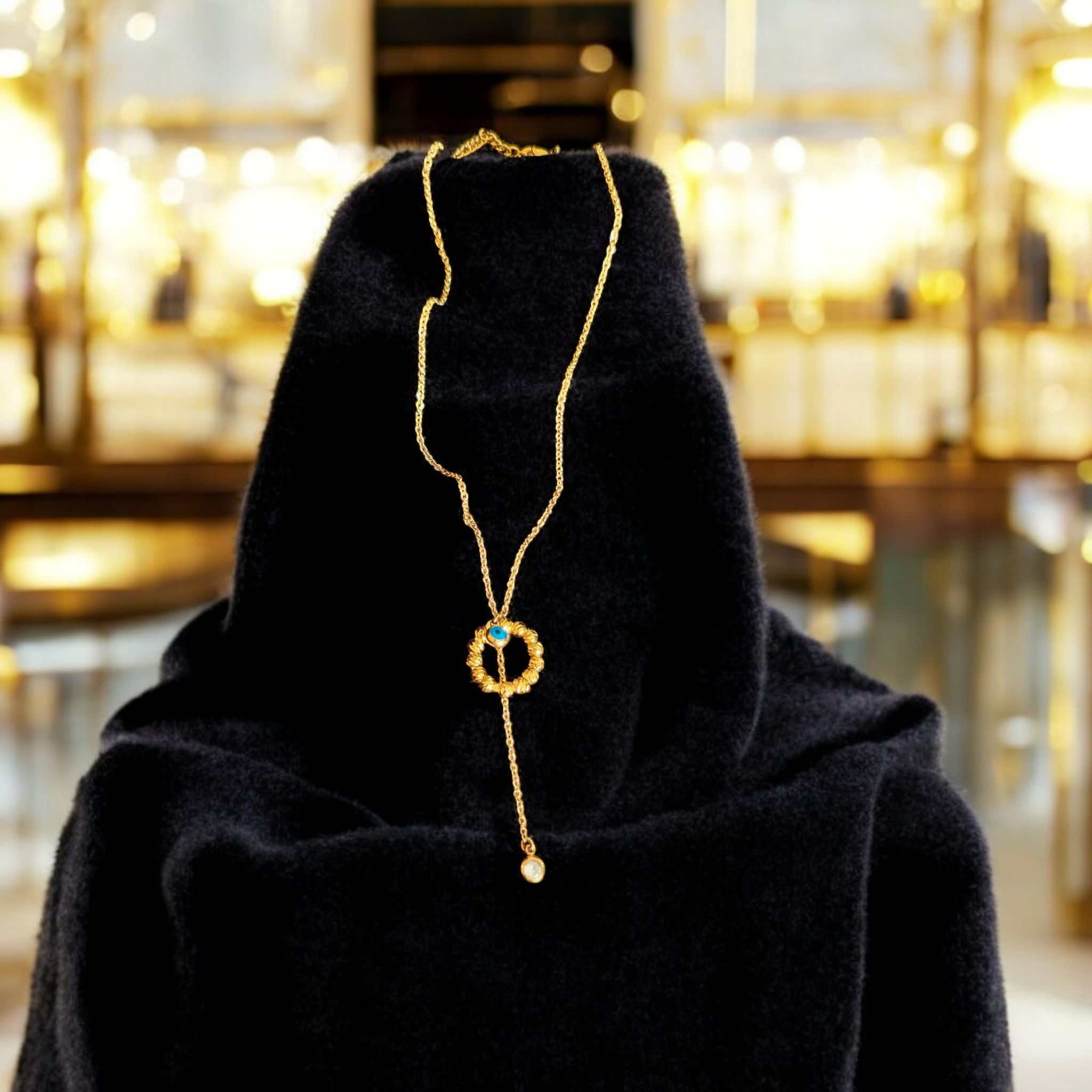 Blue Evil Eyes Y Necklace