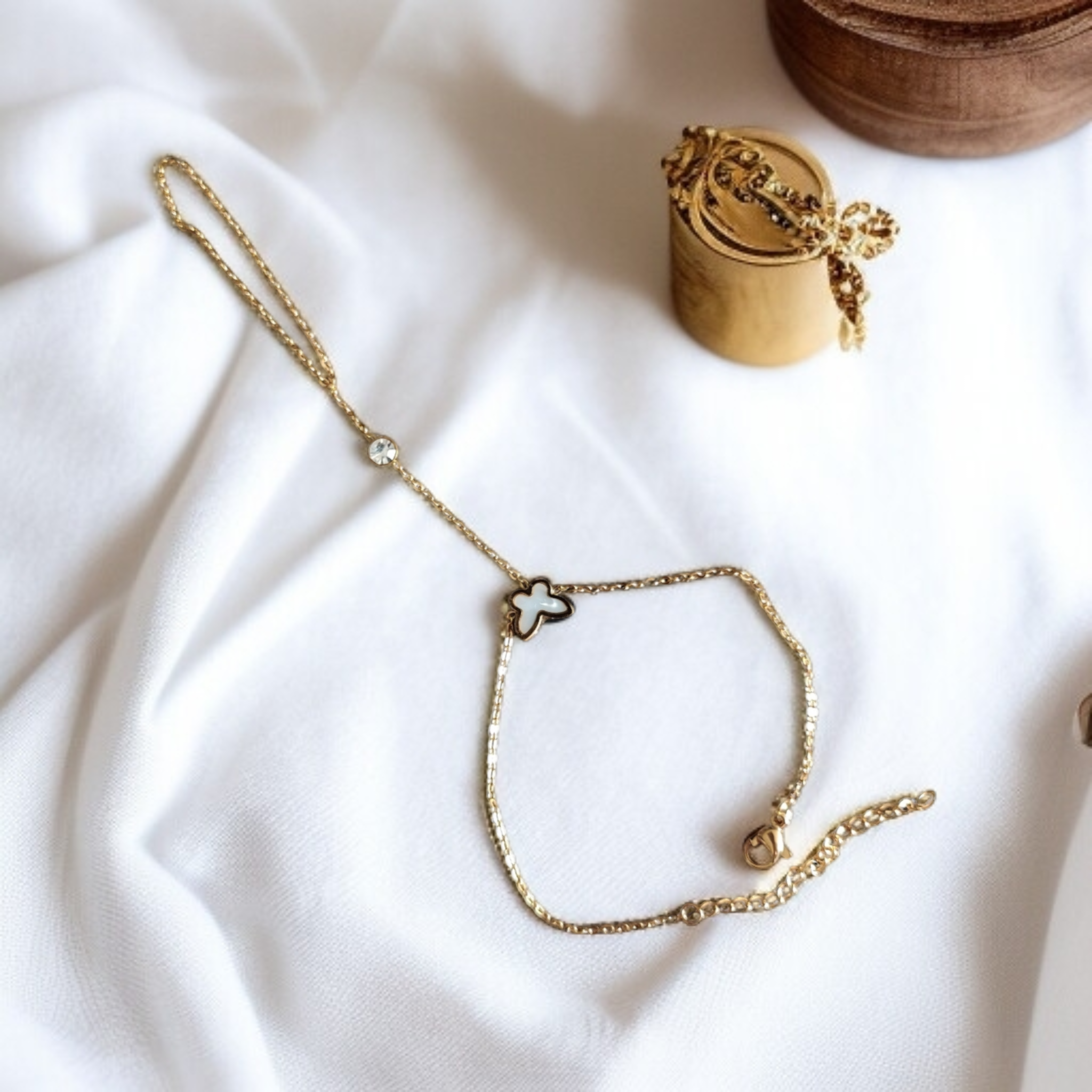 Mother of Pearl Butterfly Gold Plated Shahmeran Bracelet