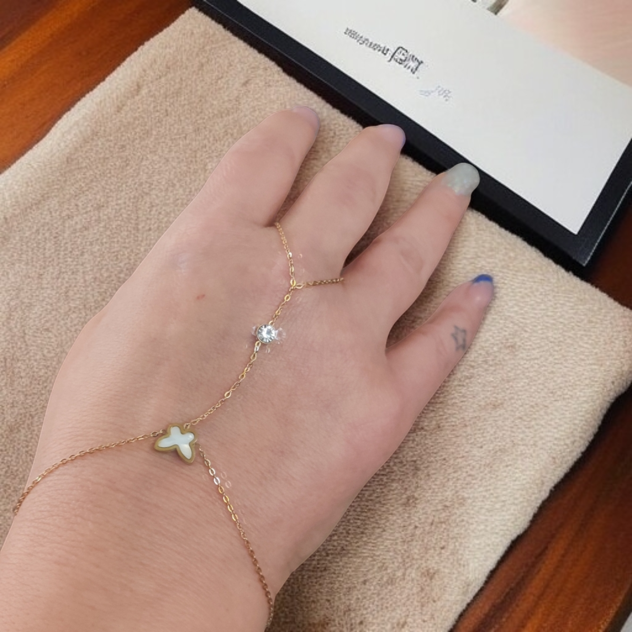 Mother of Pearl Butterfly Gold Plated Shahmeran Bracelet