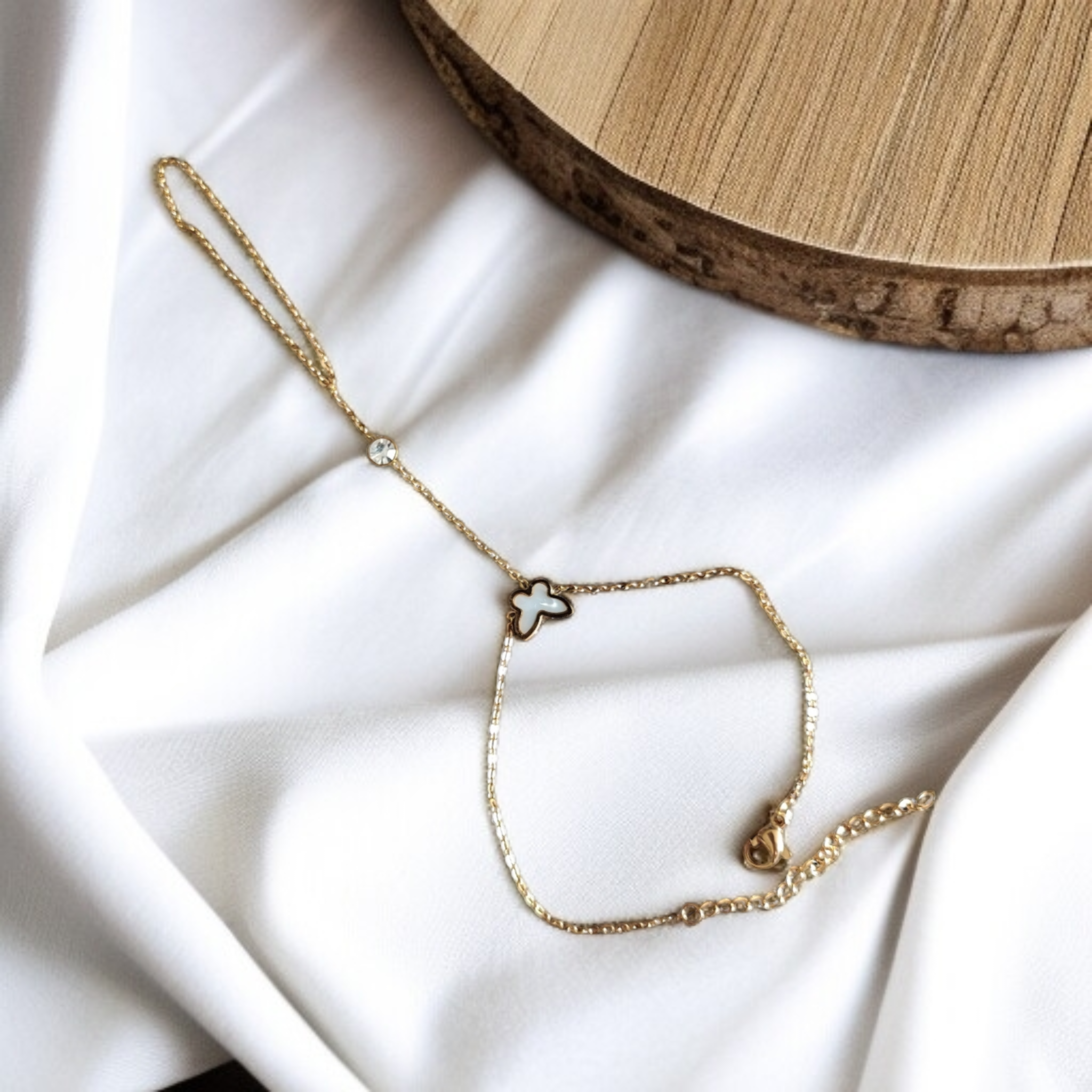 Mother of Pearl Butterfly Gold Plated Shahmeran Bracelet