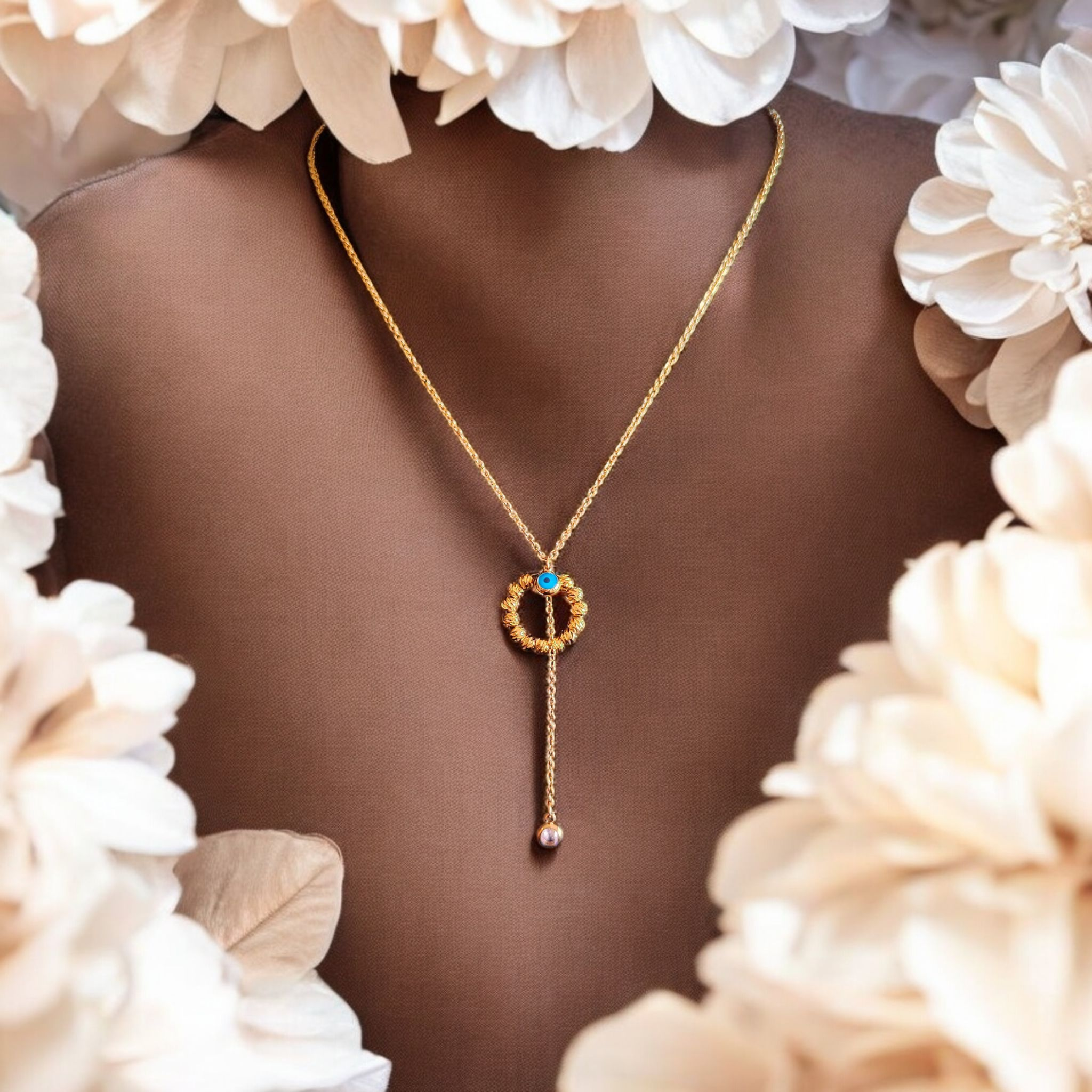 Blue Evil Eyes Y Necklace