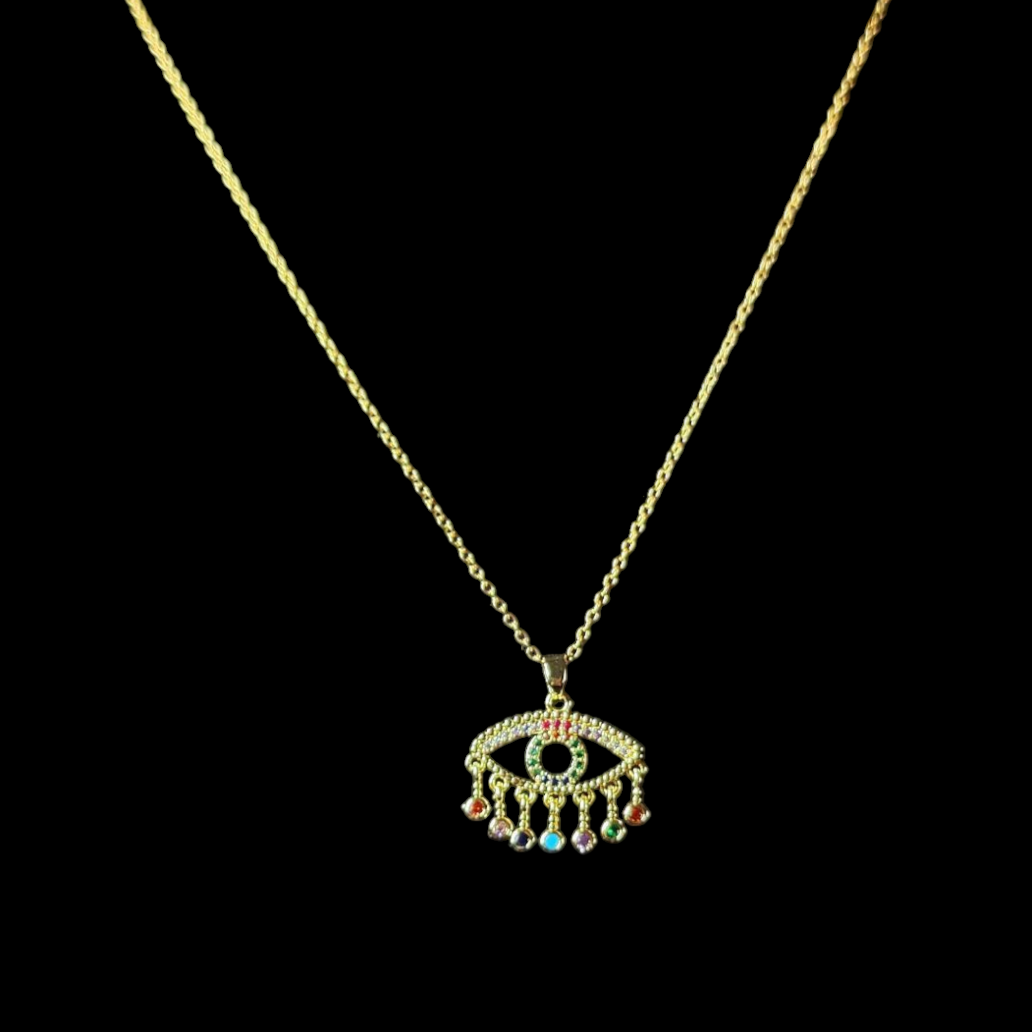 Colorful Evil Eye Gold Plated Necklace