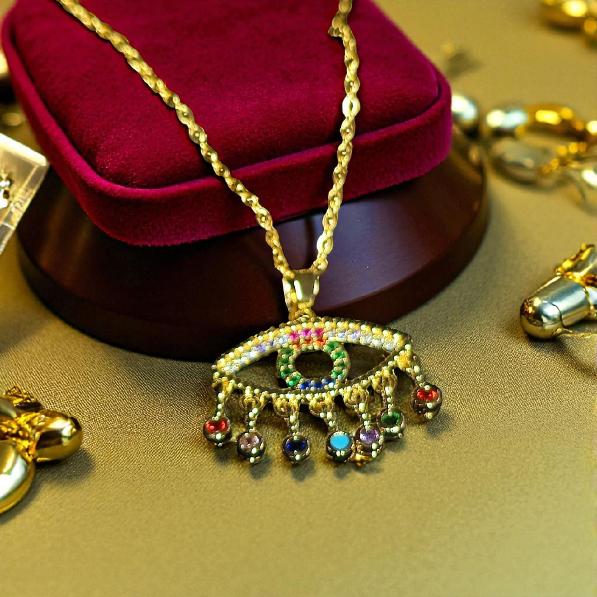 Colorful Evil Eye Gold Plated Necklace