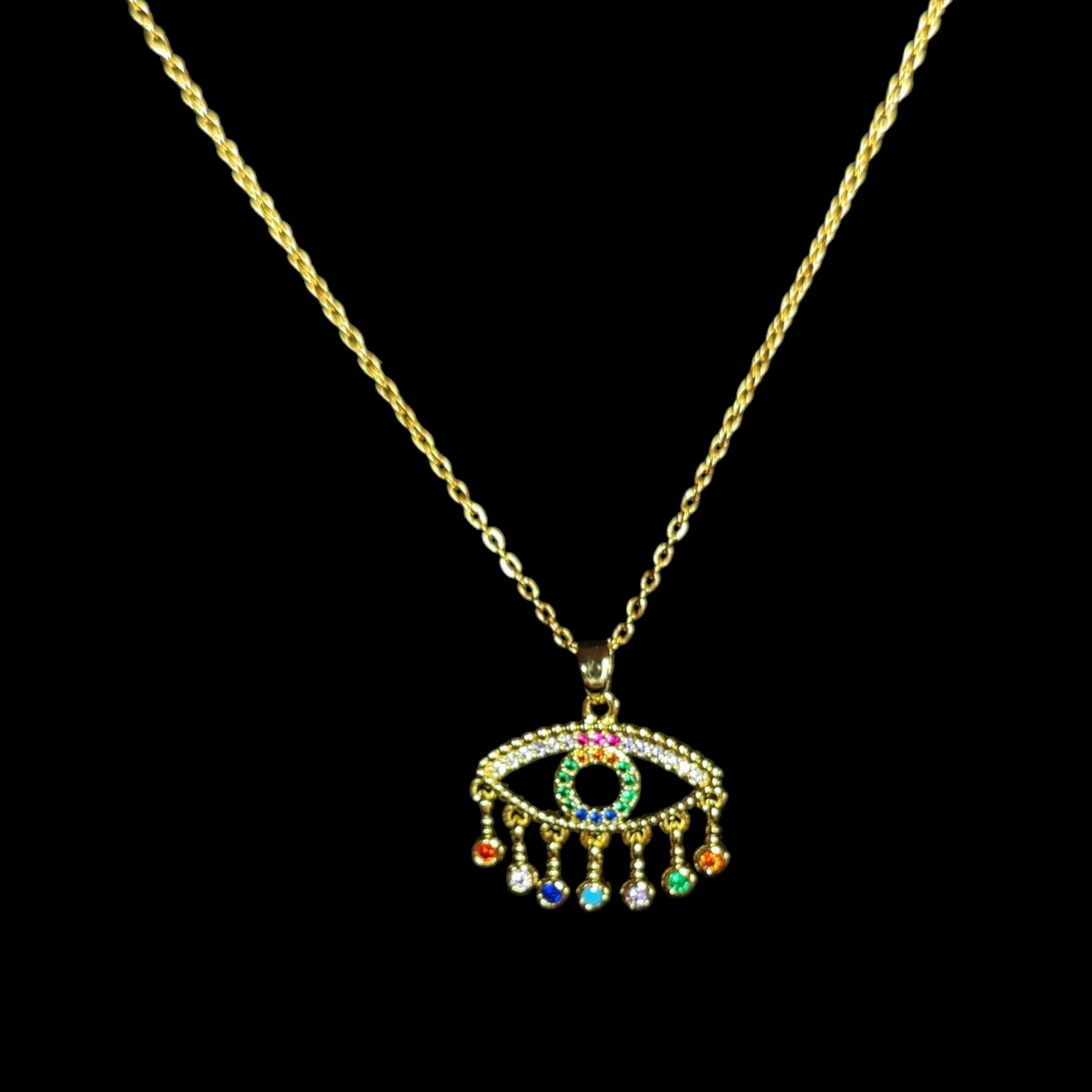 Colorful Evil Eye Gold Plated Necklace