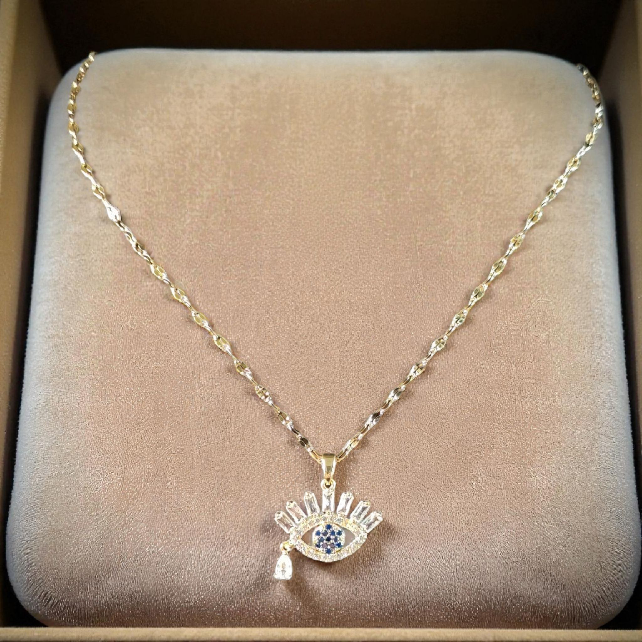 Crystal Evil Eye Chain Necklace