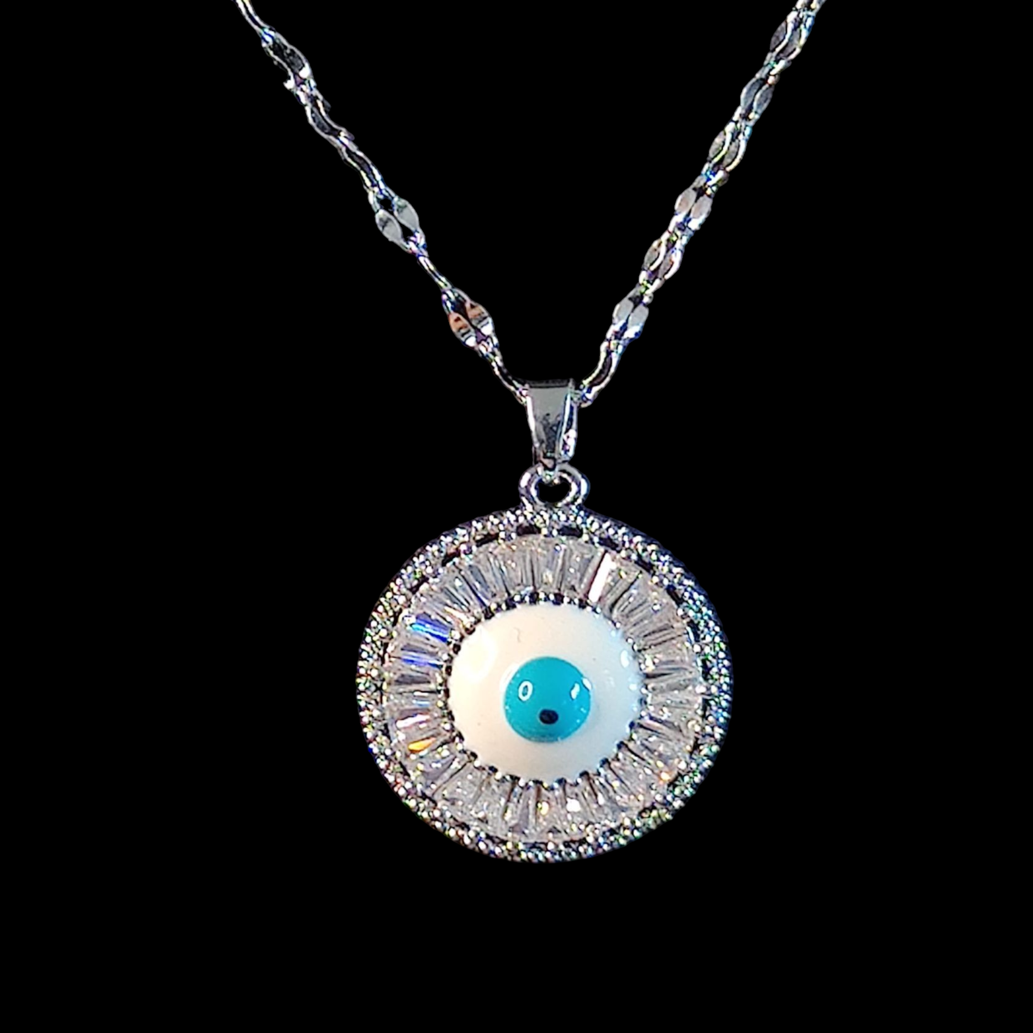 Evil Eye Zircon Necklace Silver-Plated Stainless Steel