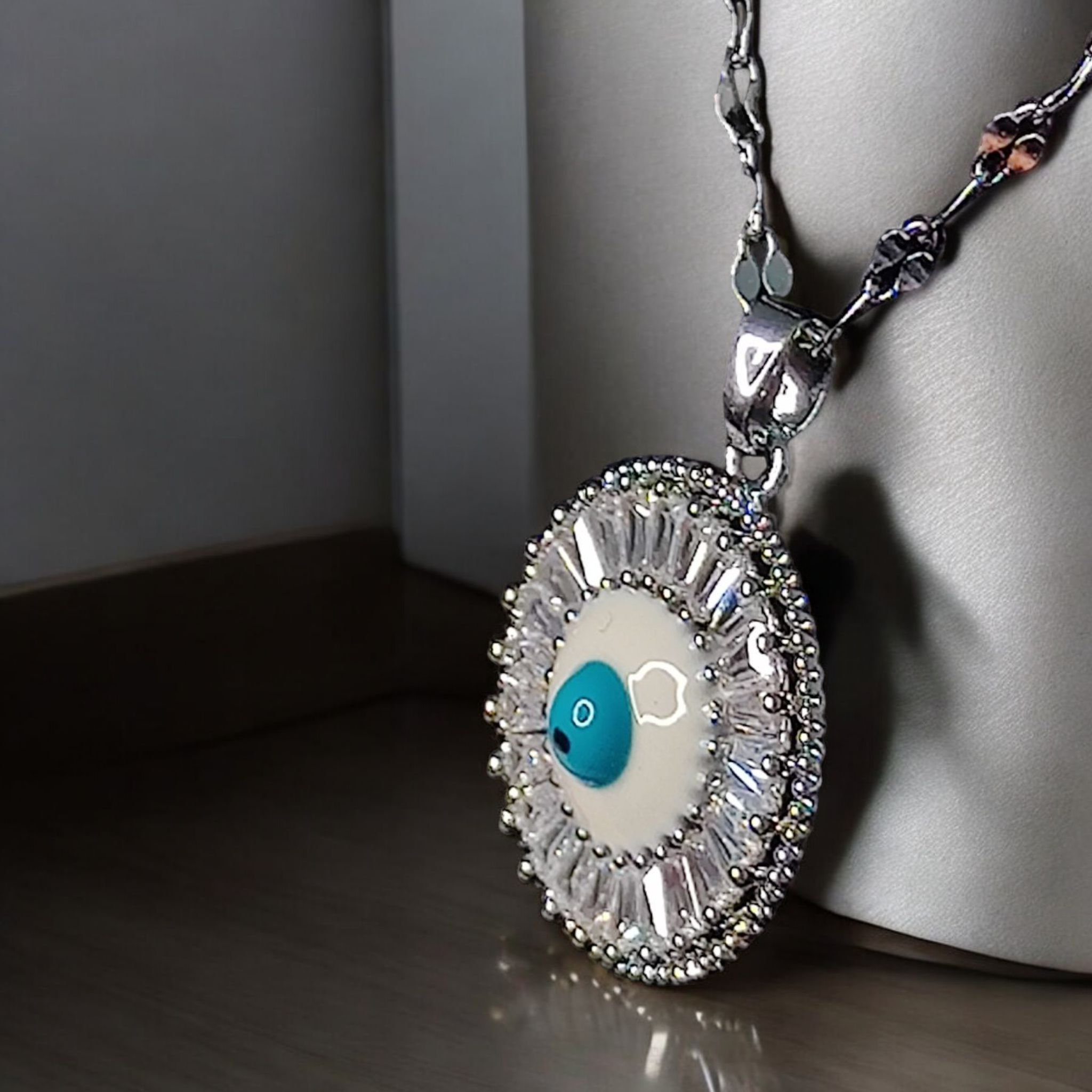 Evil Eye Zircon Necklace Silver-Plated Stainless Steel