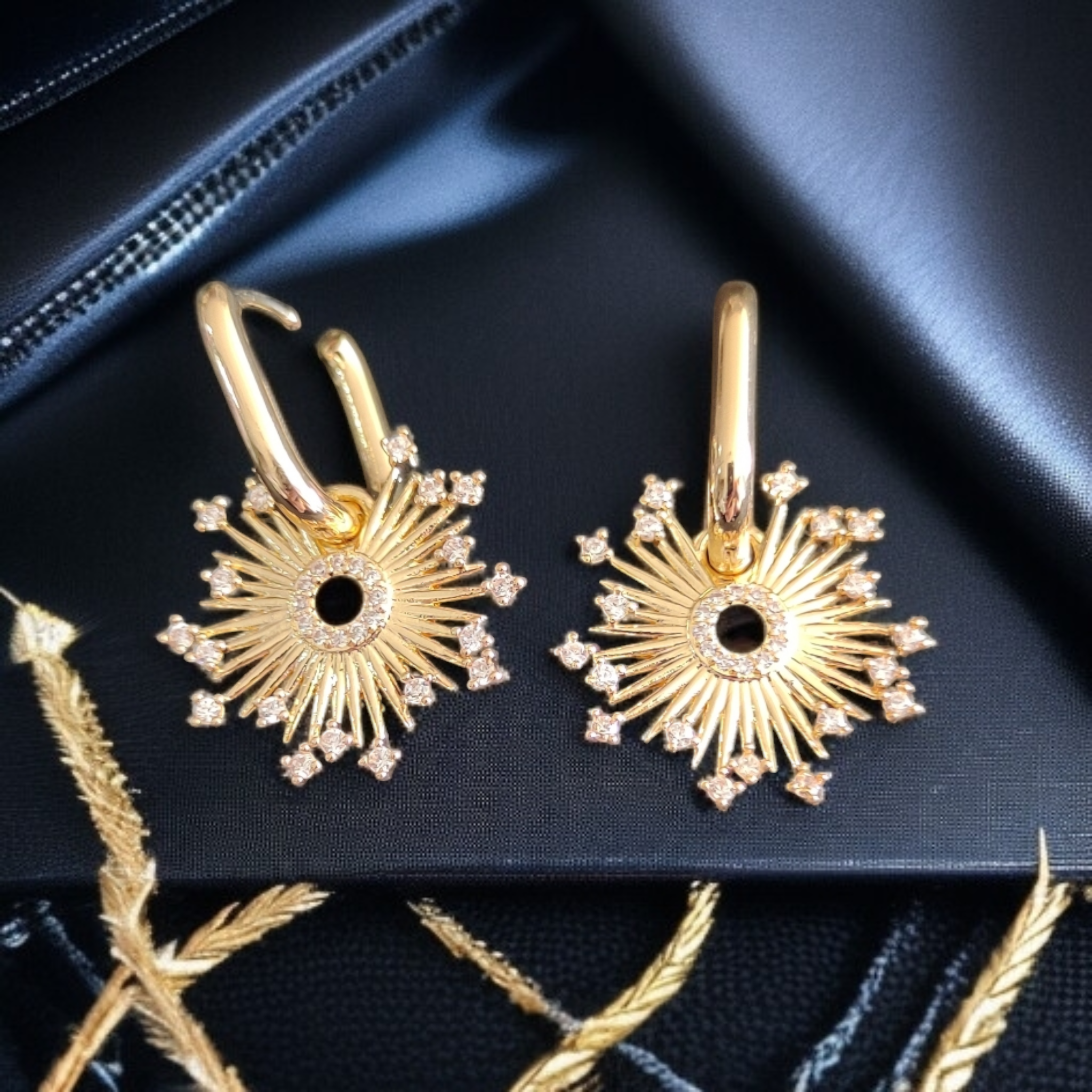 Gold Plated Stainless Steel Dangling Earrings