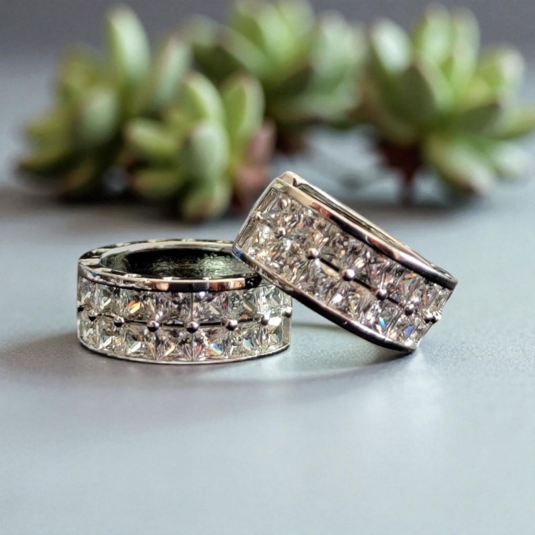 Princess-Cut Zirconia Hoop Earrings