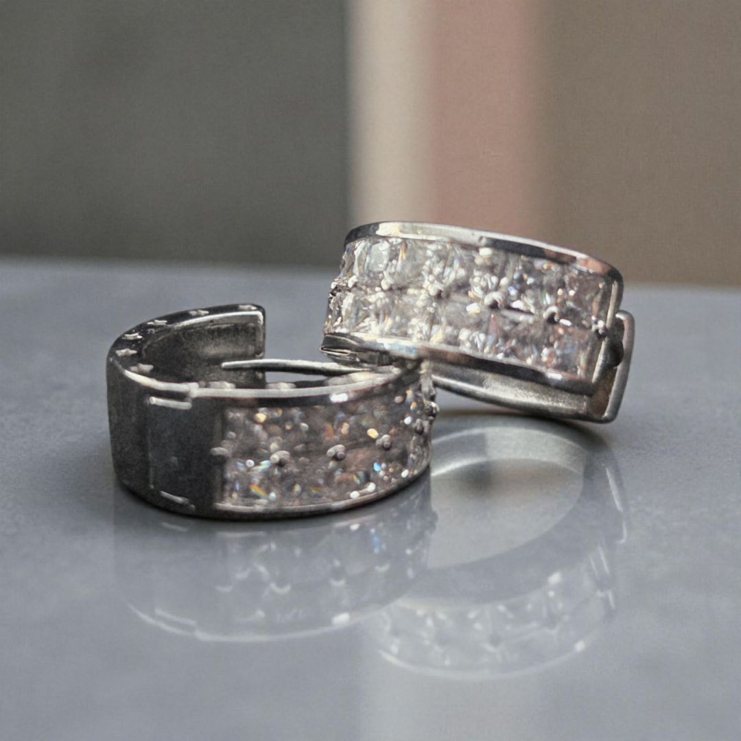 Princess-Cut Zirconia Hoop Earrings