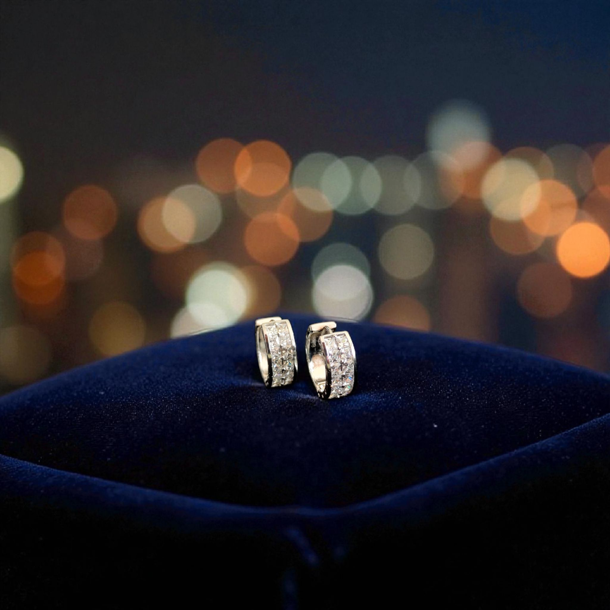 Princess-Cut Zirconia Hoop Earrings