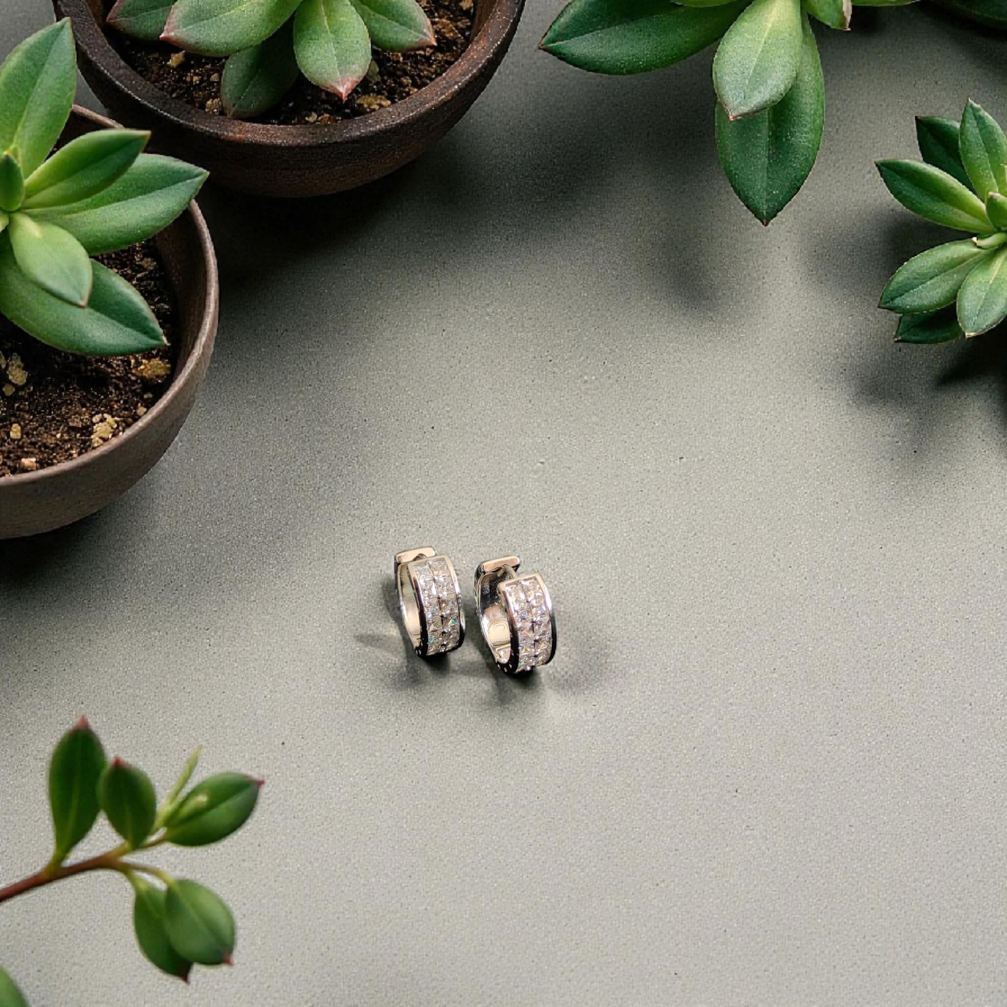 Princess-Cut Zirconia Hoop Earrings