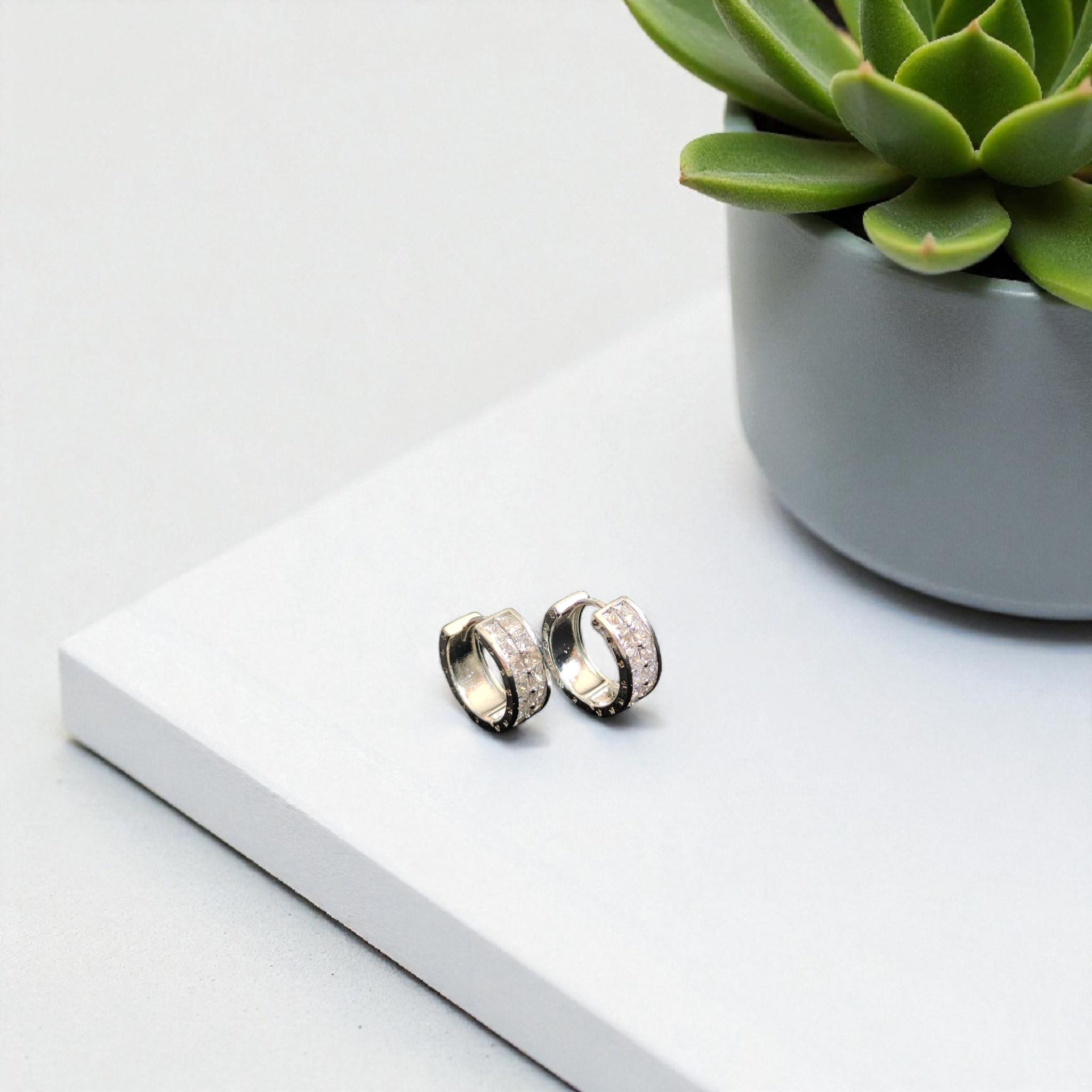 Princess-Cut Zirconia Hoop Earrings