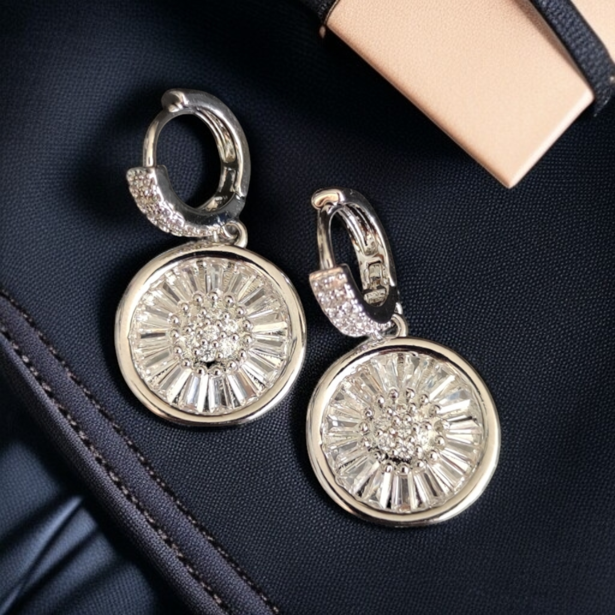 Silver Plated Zirconia Round Dangling Earrings
