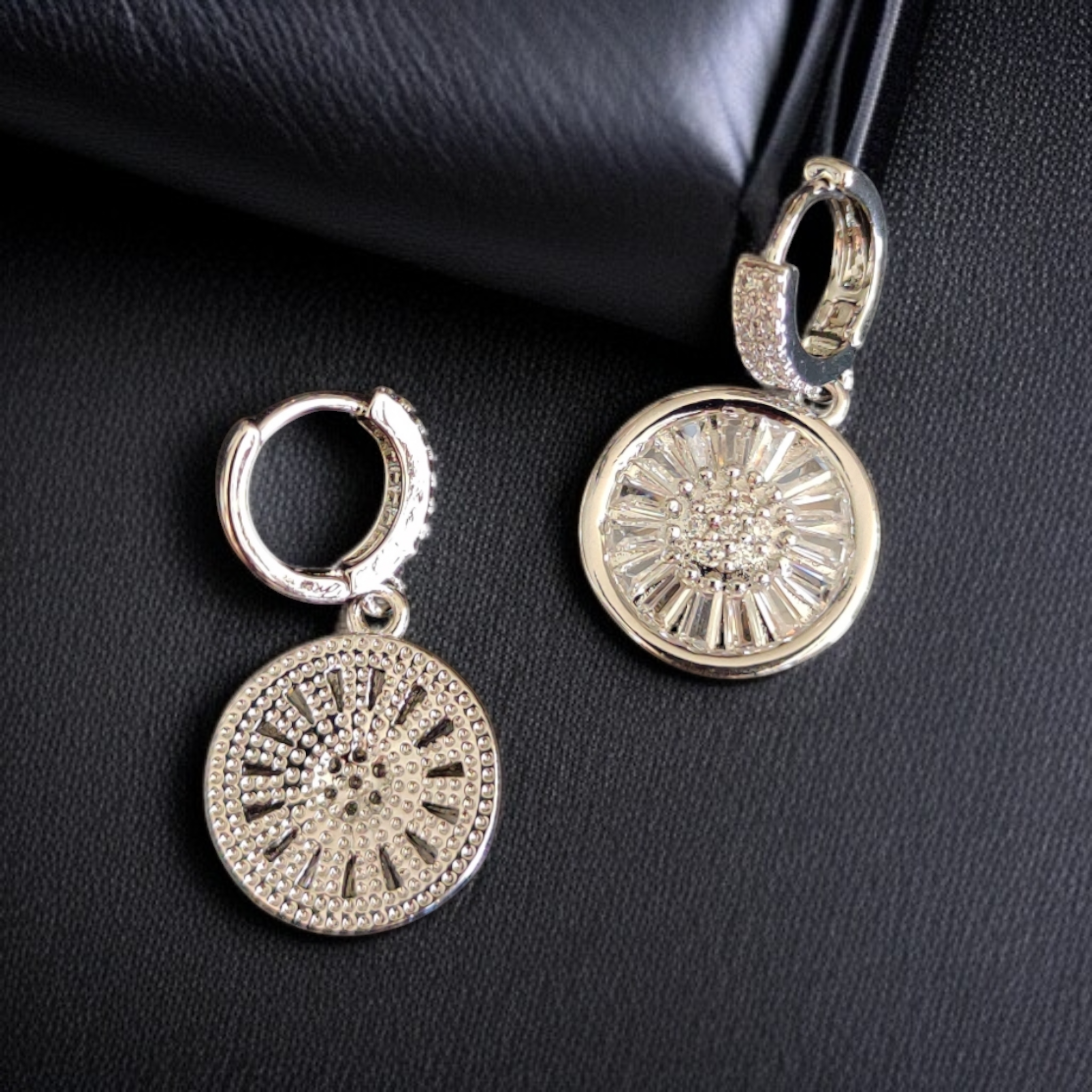 Silver Plated Zirconia Round Dangling Earrings