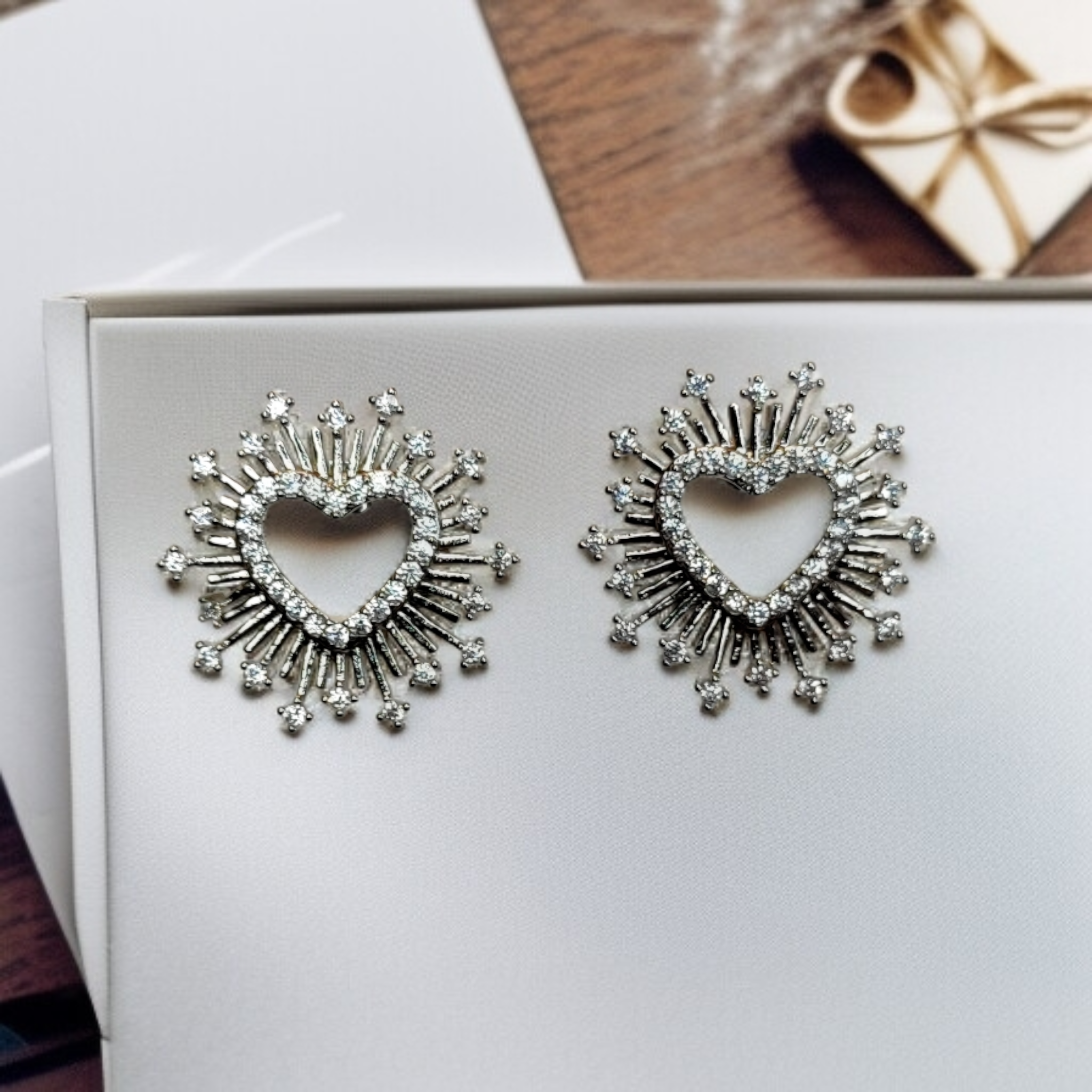 Silver Plated Stainless Steel Zirconium Stud Earrings