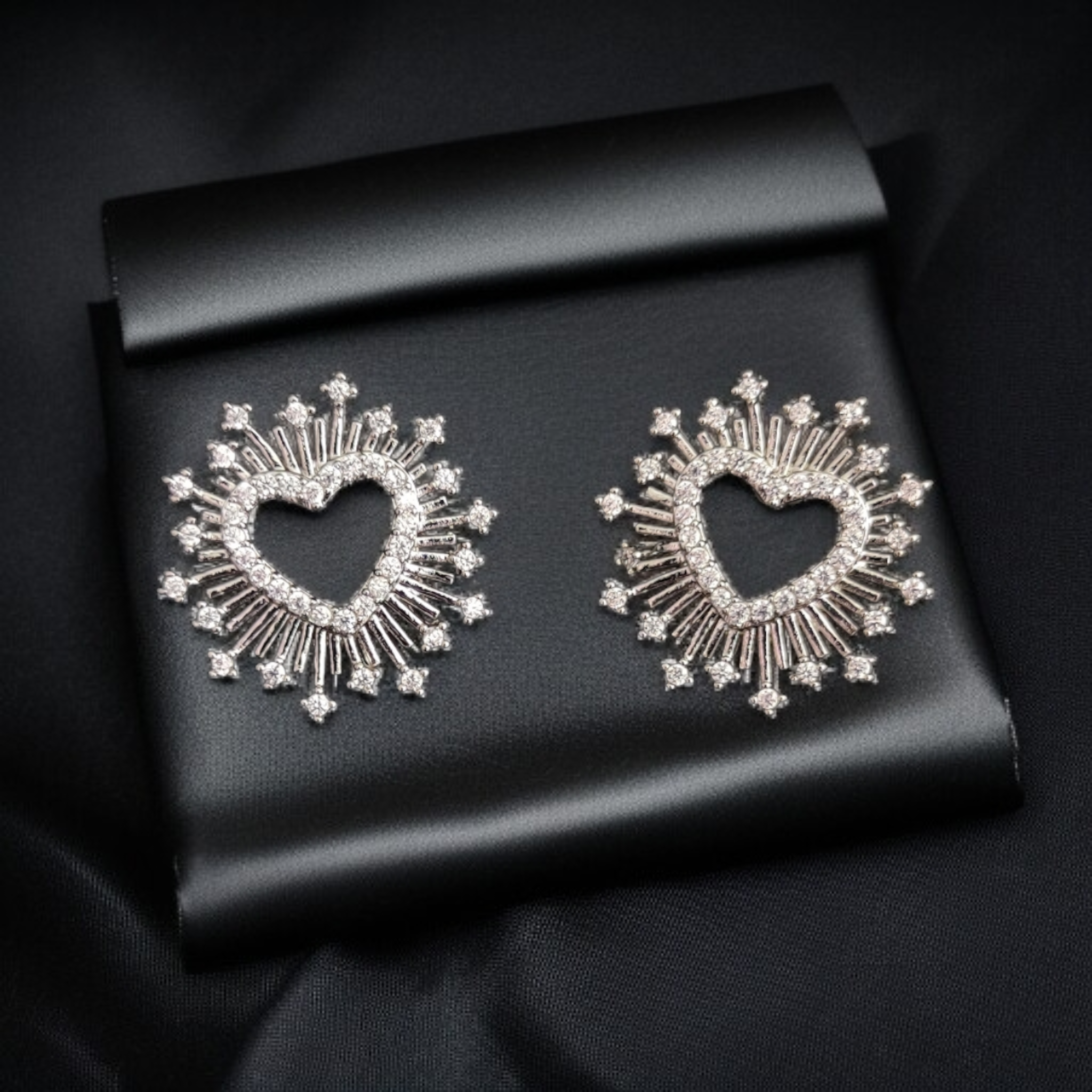 Silver Plated Stainless Steel Zirconium Stud Earrings