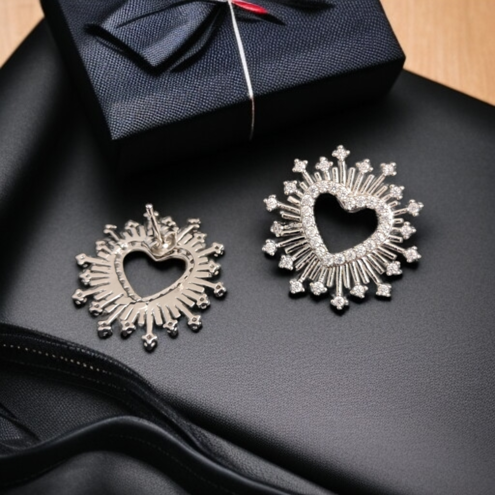 Silver Plated Stainless Steel Zirconium Stud Earrings