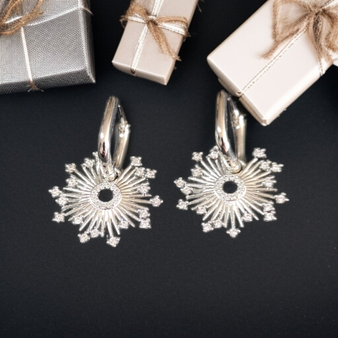 Silver Plated Stainless Steel Dangling Earrings