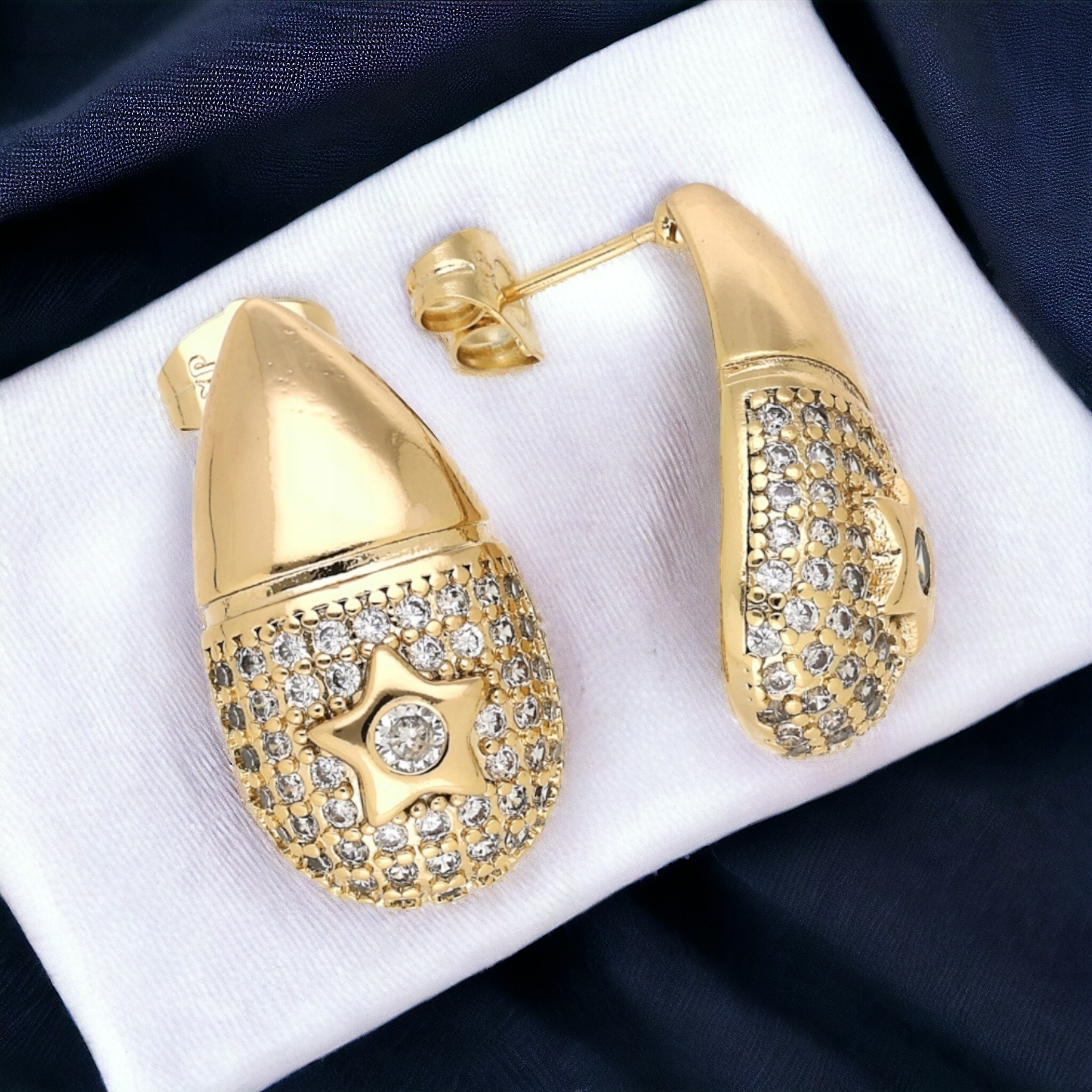 Gold Plated, Star Design Earrings
