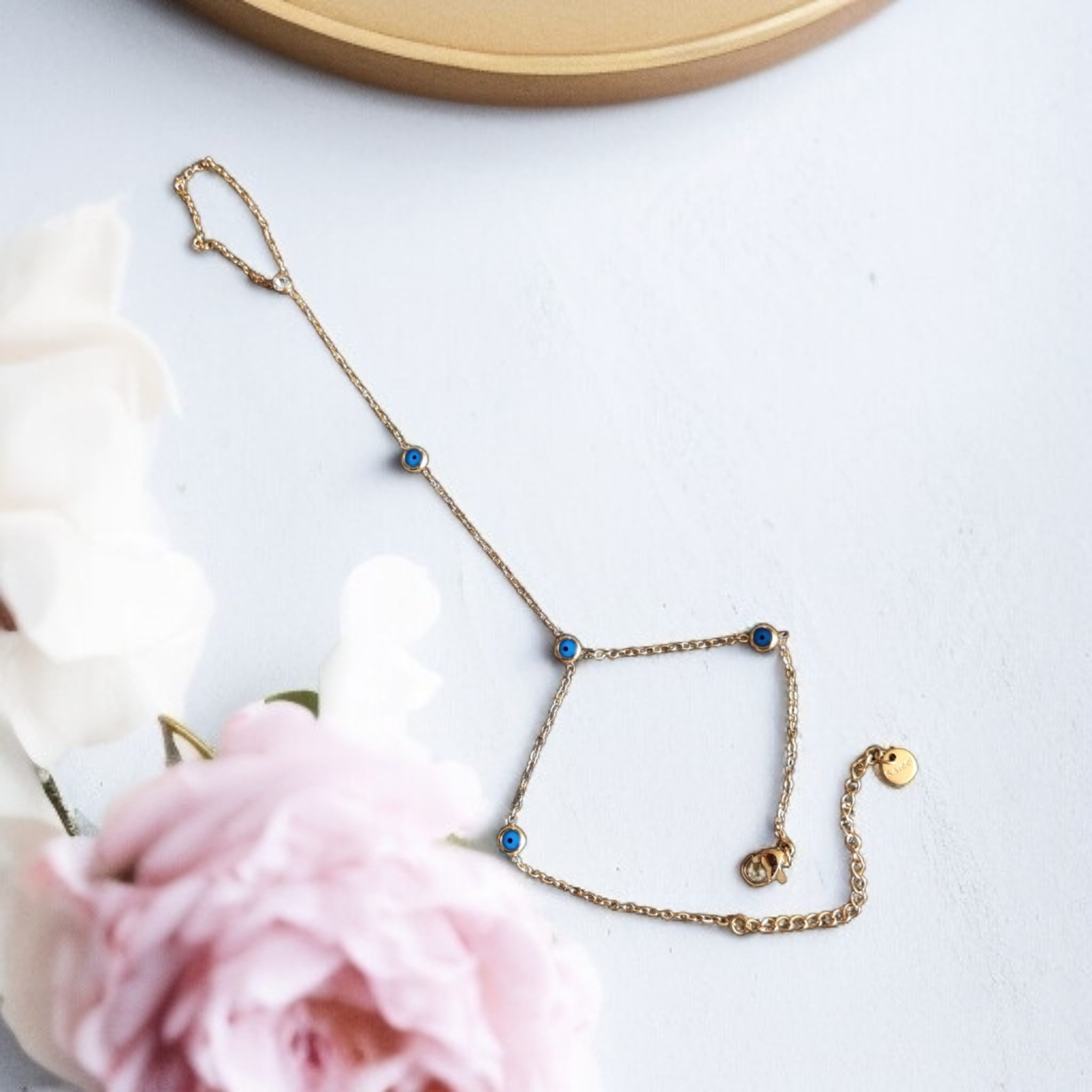 Gold Plated Evil Eye Beaded Shahmaran Bracelet